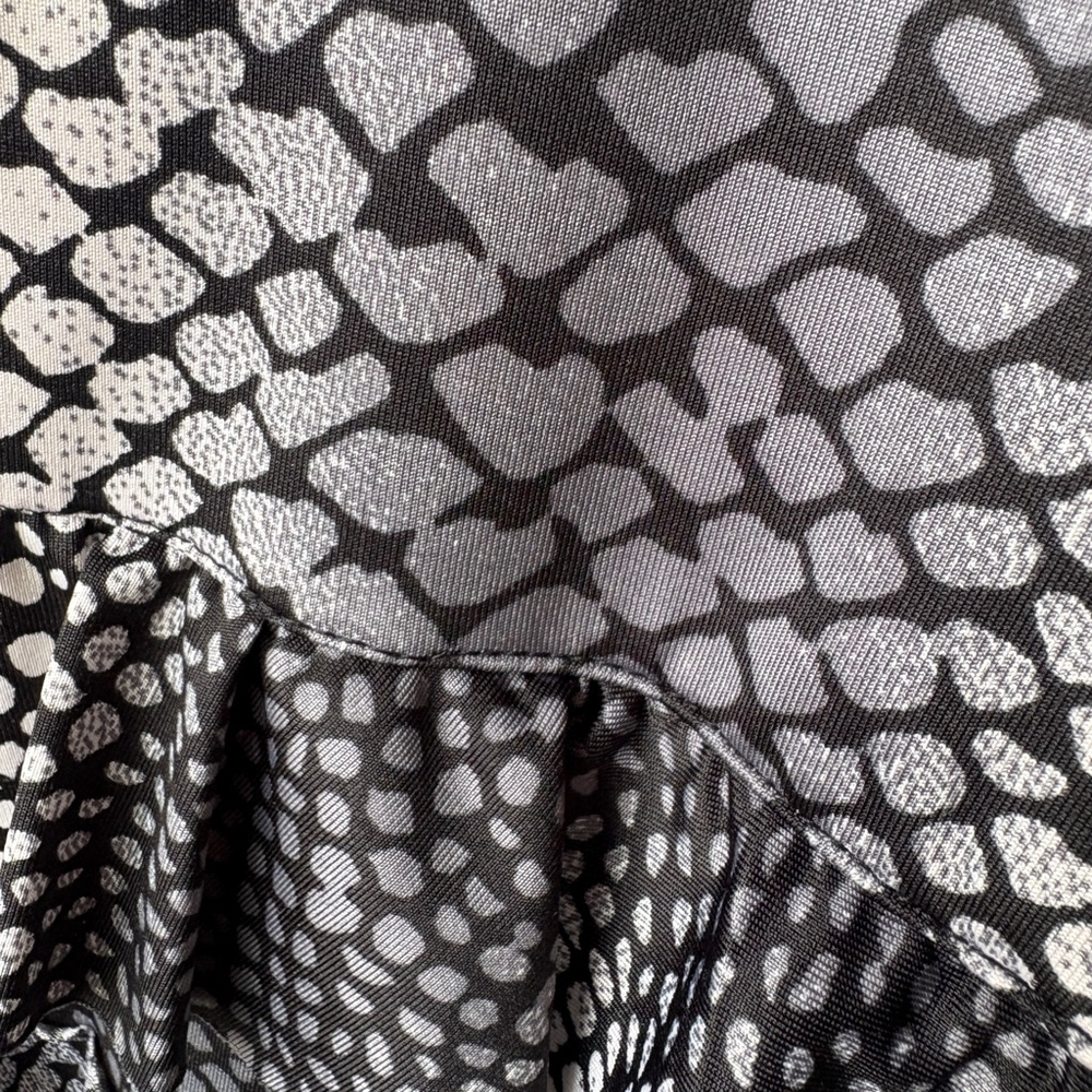 Tango Mango Monochrome Animal Print Scoop Neck Tank Dress Tiered Ruffled SMALL - Picture 7 of 11